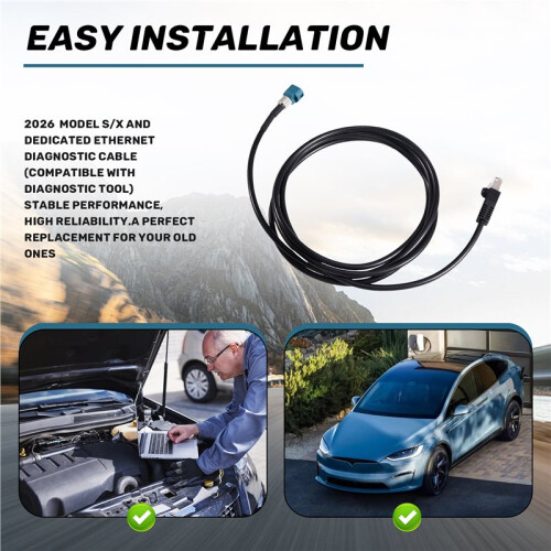2026 Car Diagnostic Cable Ether-Net for Toolbox for  for Model S/X 2