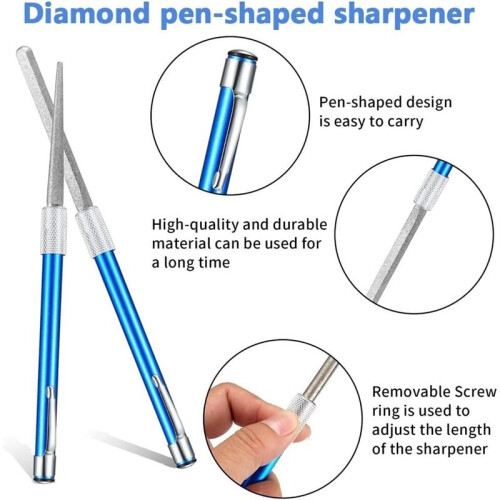 2Pcs Serrated Knife Sharpener, Retractable Diamond Sharpening Rod Multifunctional Knife Sharpening Tool 2