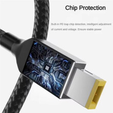 USB 135W Laddare Strömkabel Typ-C Till Smal Spets Fyrkantig Port Omvandlarkabel Kompatibel med för Legion Y7000 Bärbar Dator