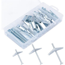 44Pcs Hollow Wall Anchors Assorted Kit, Butterfly Anchors for Hanging Picture Curtain Rod Plant 3/16,1/4,1/8, Screw Set