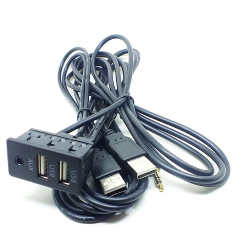 Car Dash Flush Mount USB Port Panel Auto Boat 150cm Cable Adapter 3Port Universal for