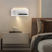 Lampe Murale Moderne à LED avec Chargeur Sans Fil et Port USB, Lumière de Lecture pour Chambre, Applique de Nuit avec Interrupteur à Gauche