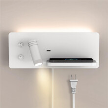 Moderne LED-Nachtisch-Wandleuchte mit Kabellosem Ladegerät & USB-Anschluss, Schlafzimmer-Leselampe, Nachtlicht-Wandleuchte mit Schalter