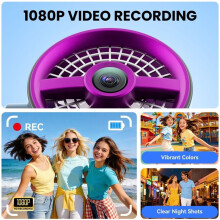 1080P Gimbal Camera with Fan 270 Handheld Pocket Camera Rotatable HD Vlog Camera with Cooling Fan White
