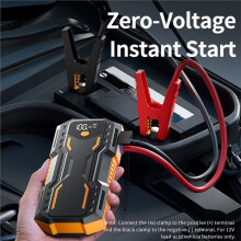 Car Battery Jumper Portable 12V Lithium Jump Box W/Jumper Cables, LED Display, LED Light, Power Bank 8000mAh