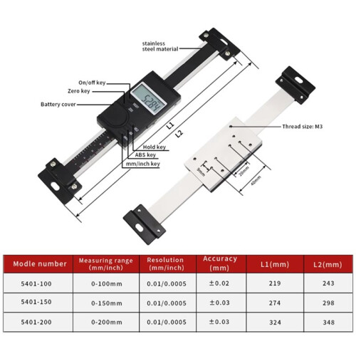 Stainless Steel Vertical Vernier Caliper Linear Scale Vertical Linear Scale Digital 100/150/200mm 0-200