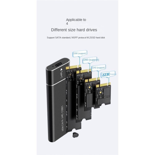 M.2 SSD Enclosure (USB 3.2 Type-C to M.2 NGFF) - High-Speed Metal Case Silver 2