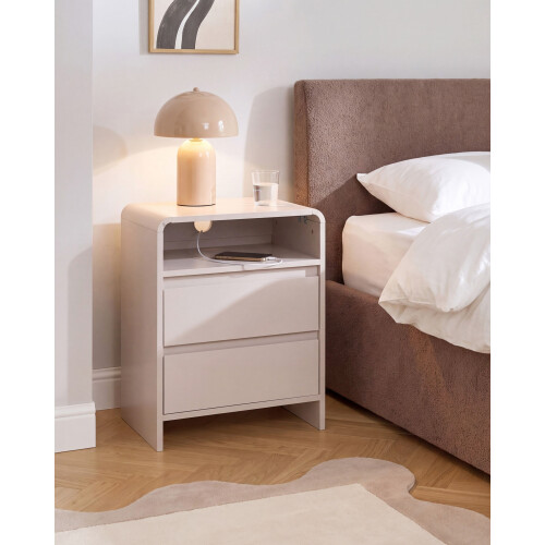 Beliani 2 Drawer Bedside Table DORRIGO Light Beige 1