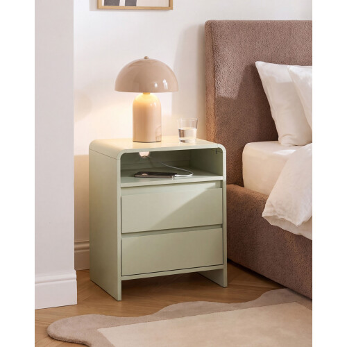 Beliani 2 Drawer Bedside Table DORRIGO Light Green 1