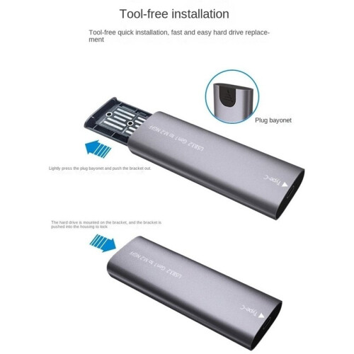 M.2  SSD Enclosure M.2 NGFF Hard Disk Box USB3.2 Type-C NGFF  SSD Disk Case M.2 SSD Case Gray 1