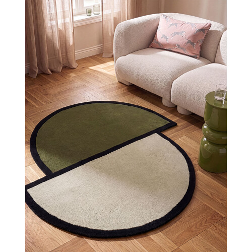 Beliani Rug SAKARO Dark Green ø 160 cm Wool 1