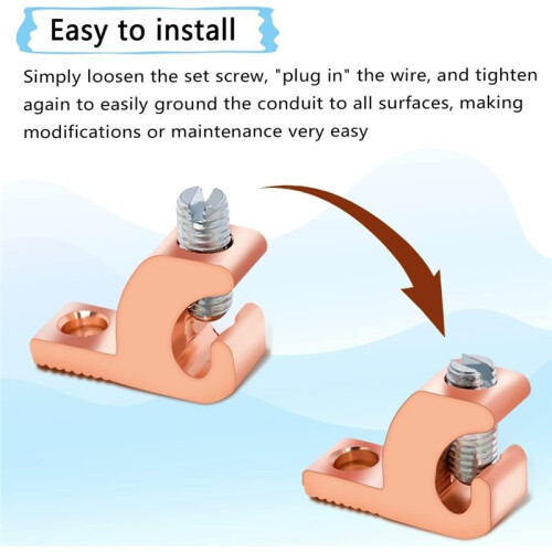 8-Pack Copper Grounding Lug for Pools and Spas, 4 AWG, Compatible with 4-14 Wire Range 2
