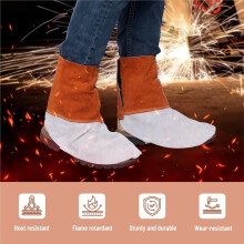 Leather Welding Spats Heat and Abrasion Welding Boot Covers Welding Gaiters Spark Protection 'S Foot Protection