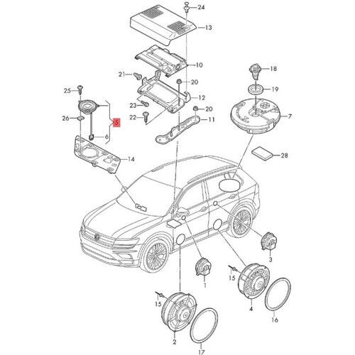 Haut-Parleur Médium pour   B8, Klaxon de Porte Avant, Référence 3G8035415A