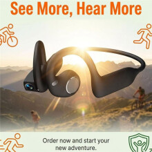 Wireless Headphones with Camera Ai Translator Headset Ear Hanging Earphones for Outdoor Cycling White