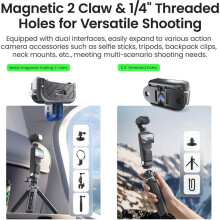 AMagisn Magnetic Quick Release Base Mount for Osmo Pocket 4 / 3, Built-in Type-C Port for Mic / Charging Pocket4 Accessories