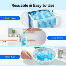 72 Peças de Blocos de Gelo Reutilizáveis para Bebidas, Pedras de Uísque de Plástico Não Derretível para Vinho e Coquetéis, Azul e Branco