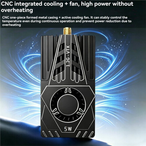 1.2G 5W VTX FPV Video Transmitter 25mW/800mW/2000mW/5000mW/PIT Adjustable IRC Tramp Protocol for FPV Long Range RC Drone 1