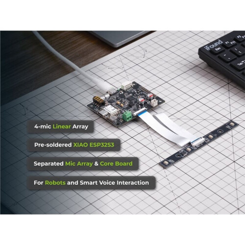 ReSpeaker Flex XVF3800 Linear 4-Mic AI Microphone Array, with XIAO ESP32S3, USB/I2S for Robotics Embodied AI 1