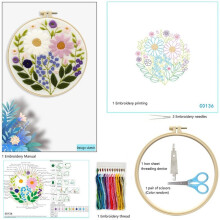 3er-Pack Stickset für Anfänger, Florales Pflanzen-Stickset mit Rahmen, Fäden, Werkzeugen
