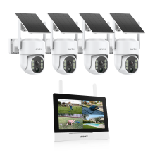 Annke Kit de Surveillance Solaire 4 Caméras 4MP 2K, NVR avec Écran Tactile 7 pouces, Sans Fil IP65
