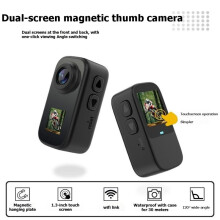 1080P Neckband Magnetic Thumb Camera 1.3-Inch Touchscreen 120 Wide-Angle Image Stabilized Magnetic Dual-Screen 12MP