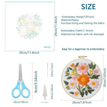 3 Pack Embroidery Kit for Beginners, Floral Plant Stitch Set with Hoops, Threads, Tools
