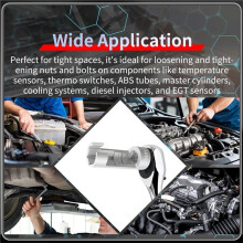 10PCS 10-27mm 1/2 & 3/8" Drive Injector Fuel Socket Wrench Set, Flare Nut Socket for Fastener Bent Pipes