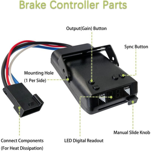 8507111 -Delay Trailer Brake Controller for 1-4 Axle Trailers, Digital Electric Brake Controller with LED Display 2