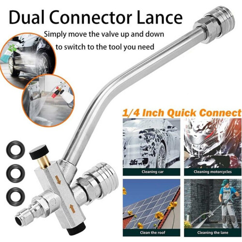 Foam Double Tip Attachment - Portable Two-Way Shuttle Valve 1/4" Quick Connect Pressure Washer for Efficient Cleaning 1