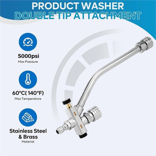 Foam Double Tip Attachment - Portable Two-Way Shuttle Valve 1/4" Quick Connect Pressure Washer for Efficient Cleaning 2