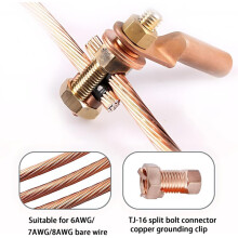 5PCS TJ-16 Split Bolt Wire Connector,High Strength Copper Grounding Clamps,Ground Wire Connector for 6/7/8 AWG Bare Wire