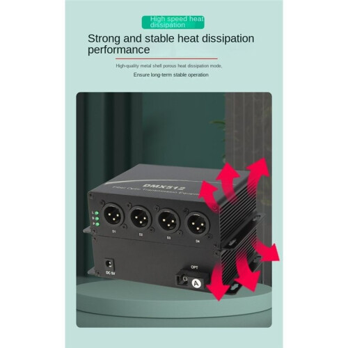 4-CH DMX512 Fiber Optic Modem XLR 3-Pin Lighting Extender over Single Fiber 20KM SC Interface Zero Delay EU PLUG 1