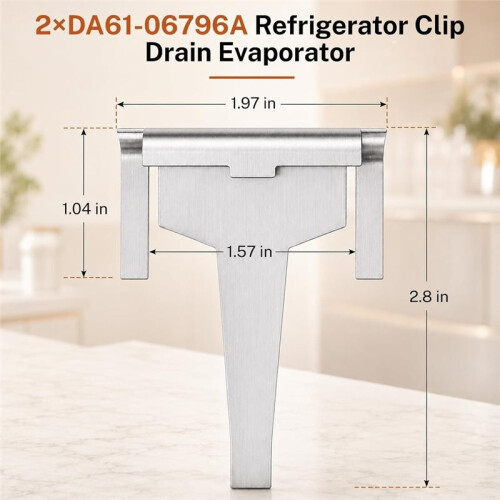 DA61-06796A Defrost Drain Clip for  Fridge Replacement 2-Pack Durable Evaporator Clip Fixes Ice Buildup
