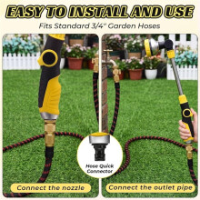 Varinha de Rega 18,5'' para Mangueira de Jardim, Controle de Fluxo com Dedo, 8 Padrões de Spray, Cabeça Rotativa de 180 e Leve
