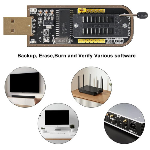 EEPROM BIOS USB Programmer CH341A with SOIC8 SOP8 Test Clip and Adapters 1