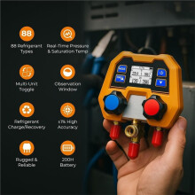 Digitales Vier-Manometer-Manometer für Kälte- und Klimaanlagen - 88 Kältemittelsättigungstemperaturen