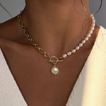 Necklace Trendy Spring With Alloy Charms And Pearl Chain Casual For Wear