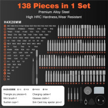 138-in-1 Akku-Schraubendreher-Set, Wiederaufladbar, Reparaturwerkzeug-Set für Elektronik, Kameras, Uhren
