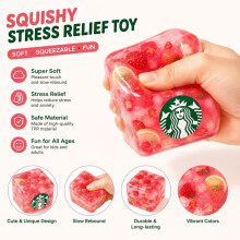Style Pink Drink Transparent Ice Cube Squish Toy Fruit Jelly Squeeze Stress Fidget Toy Similar To Squishy Soft