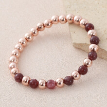 Modern Minimalist Rose Gold Beaded Wristband With Elastic Fit Wear Casual For