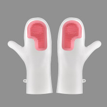 (Pink Gloves)Waterresistant Pvc Rubber Gloves With Multifunctional Brush For Kitchen And Needs Laundry