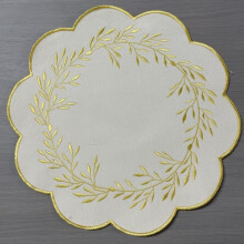 (Yellow)Robuste Canvas bestickt Blumen Tischdecke mit rutschfester Rückseite Zuhause für