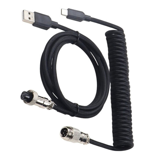 Mechanical Keyboard Coiled Cable USB Type C Mechanical Keyboard  Desktop Computer Aviation Connector Cord 2