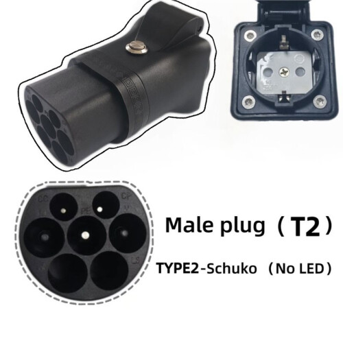 Scaricatore Portatile Type2 V2L per Conversione EV con Presa Schuko e Interruttore, Spina UE