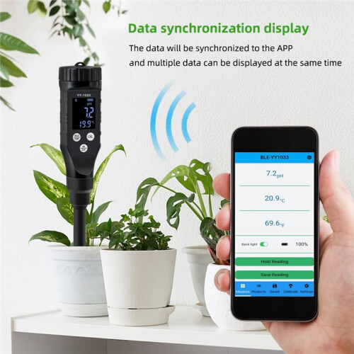 Soil PH Meter Professional Soil Tester  APP Control Data Logger PH Temperature Acidity Analyzer