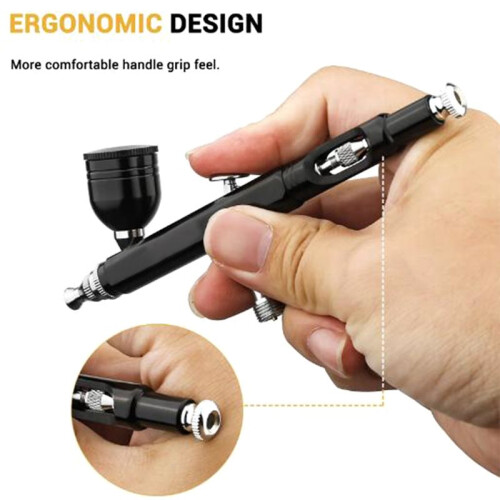 Airbrush Kit, Dual-Action Multi-Function Portable Airbrush Set Noise-Reducing Compressor for Painting Cake Model EU Plug