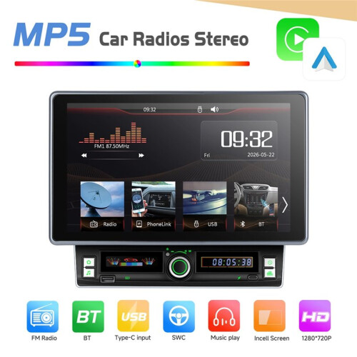 Radio Multimediale per Auto Universale 2 Din 10,1" Lettore MP5 Stereo  con CarPlay e per Android Auto Wireless 1