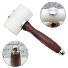 Leathercraft Mallet, Wooden Handle Leather Carving Hammer, Rubber Cowhide Working Tools for DIY Sewing T-Shape