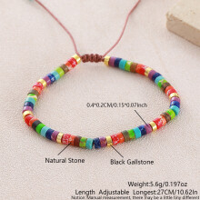 (Synthetic Pine) Geometric Beaded Turquoise Bracelet With Adjustable Woven Cord Casual Wear For